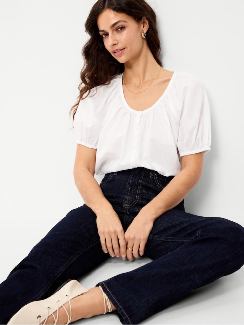 TWO Old Navy Airy Button Down Tops (Black and White)